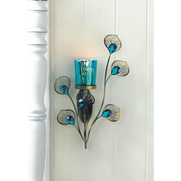 2 Peacock Inspired Single Sconces Turquoise Bed Bath Beyond 19575932