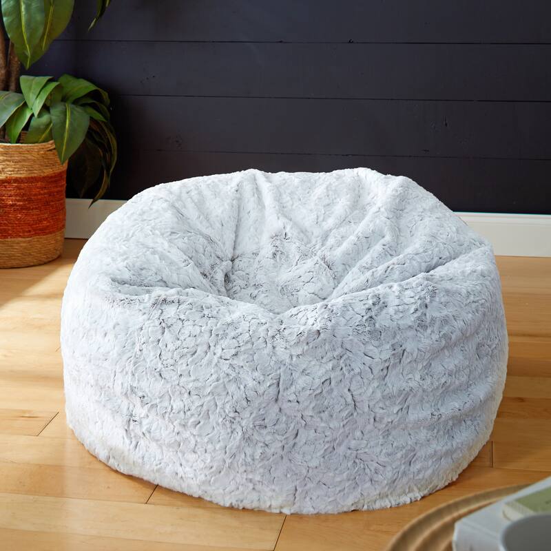 Sorra Home Indoor Faux Fur Bean Bag - Grey