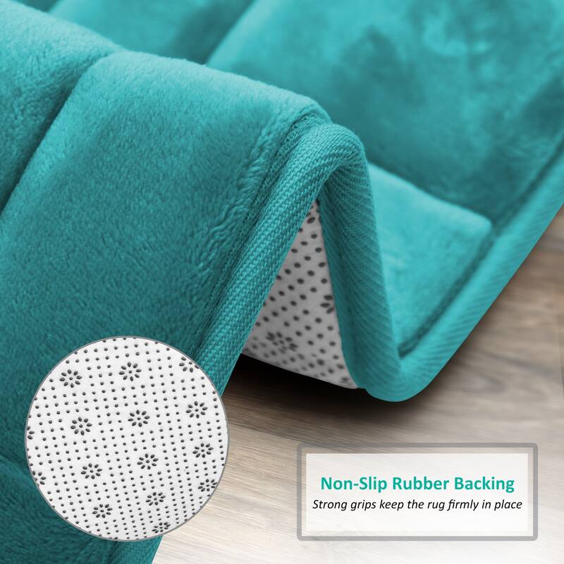 Clara Clark Ultra Soft Non Slip and Absorbent Bath Rug - Tiled Velvet Memory Foam Bath Mat