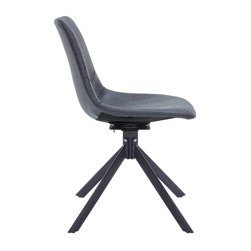 Markley Leather Dining Chair 360 Degree Swivel with Iron legs Modern Accent Side Chair Set of 2
