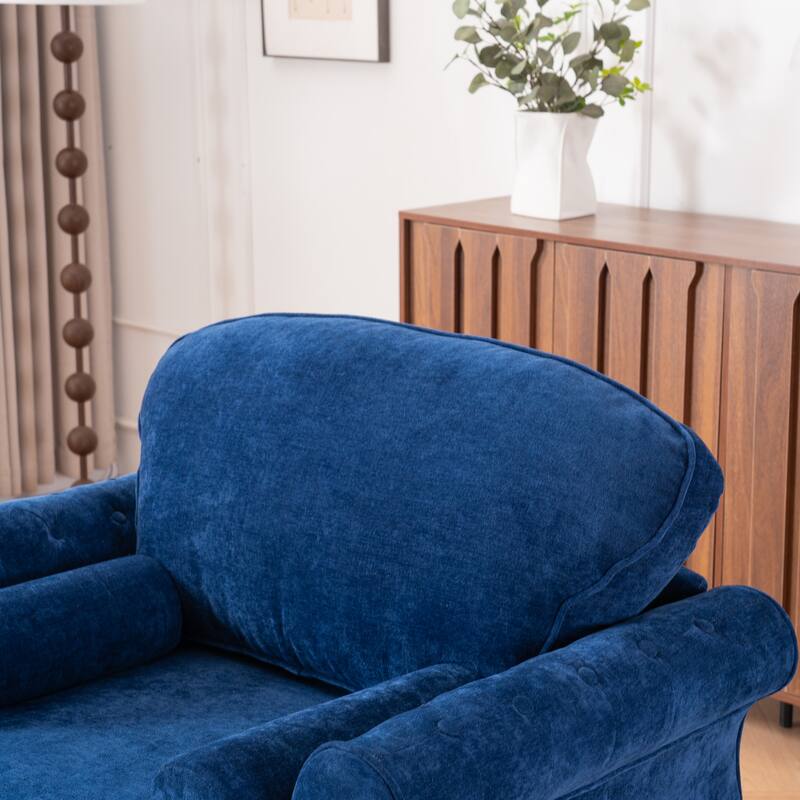 Oversized Chaise Lounge Indoor,Chenille Single Sofa Bed with Wide Seat,Upholstered Lazy Sleeper Armchair