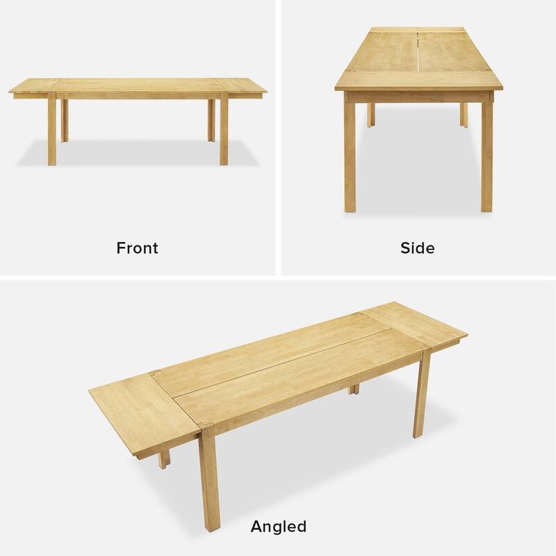 Mopio Logan Solid Wood Dining Table, Modern Farmhouse Solid Rubberwood with light wire brush for Dining Room and Kitchen