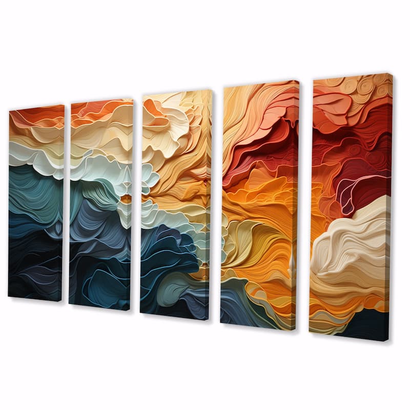 Designart "Biomorphism Organic Forms V" Modern Multipanel Wall Art Living Room set