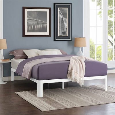 Queen Platform Bed in White