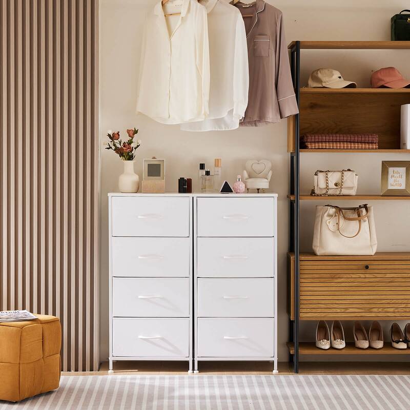 4-Drawer Vertical Chest with Metal Handle, Metal Frame and Wood Top for Bedroom