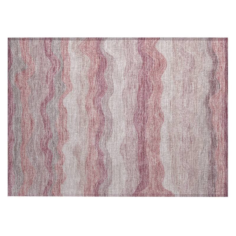 Machine Washable Indoor/ Outdoor Ombre Stripes Chantille Rug