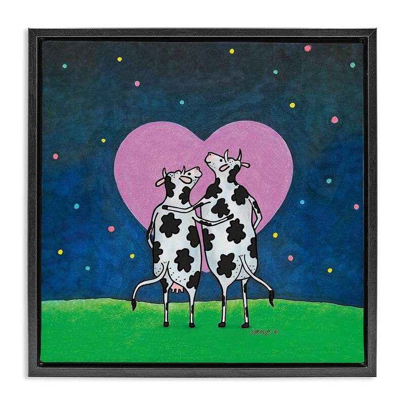 Stupell Loving Significant Udder Framed Floater Canvas Wall Art Design By Roger Straub - 25 x 25 - Black
