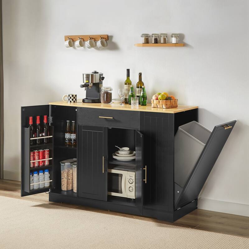 Kitchen Storage Islands with Drawers and Trash Can Storage for Kitchen & Dining