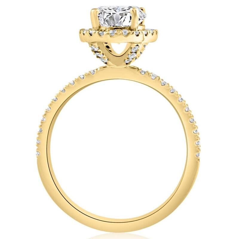 2 1/2Ct Oval Diamond Halo Engagement Ring White, Yellow, or Rose Gold Lab Grown