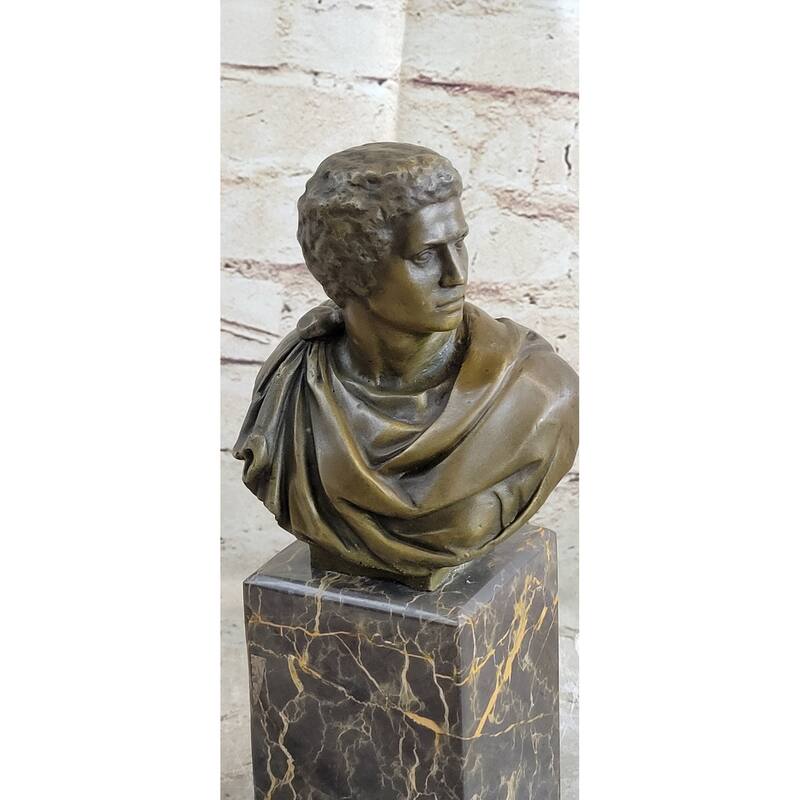 Marc Antony Bronze Metal Bust Sculpture On Marble Base - Signed Original Milo