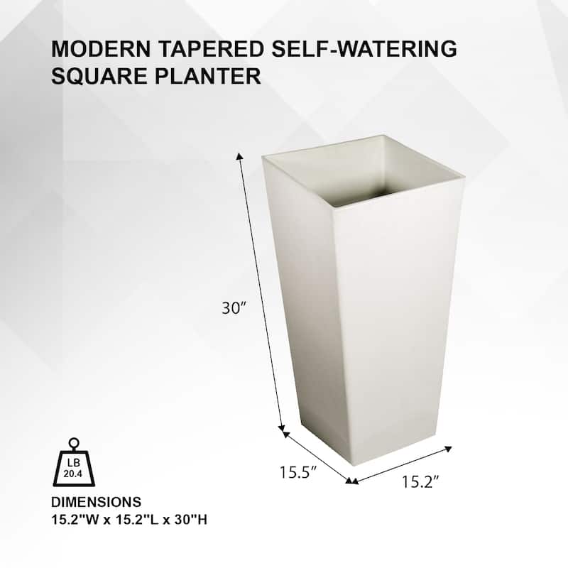 XBrand Modern Square Tapered Planter – 28" or 30" Tall, Indoor & Outdoor Use