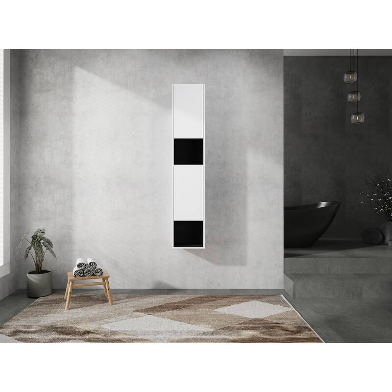 12" Bathroom Side Cabinet,2-Soft Close Doors,Float Mounting Design