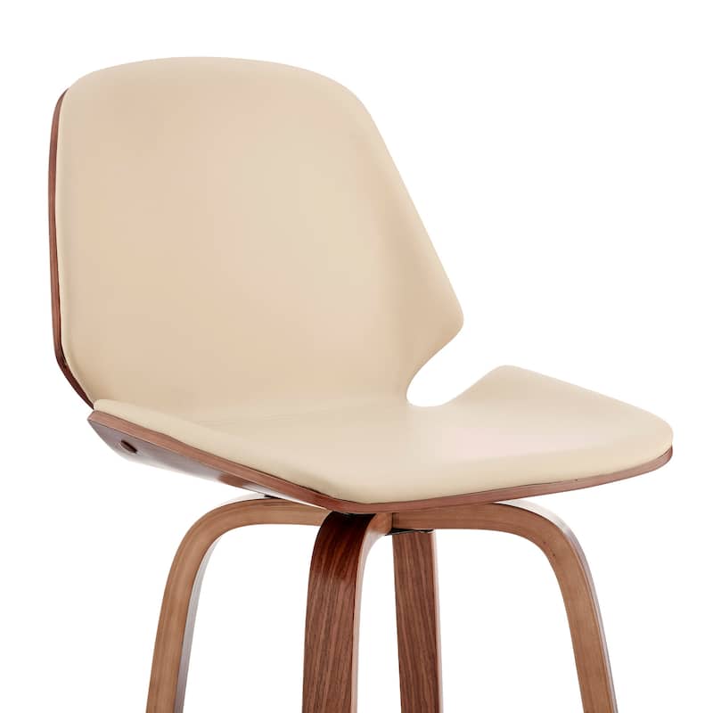 Modern 26" Swivel Bar Stool with Faux Leather Seat and Iron Legs for Kitchen Island - 40”H x 19”W x 20”D