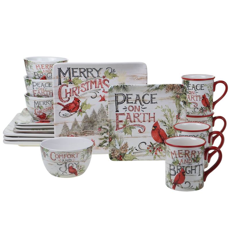Certified International Evergreen Christmas 16-piece Dinnerware, Service for 4