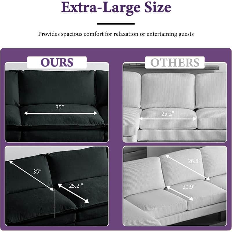 Modern Living Room Set, Upholstered Chenille Sofa with Pillows for Living Room, Chenille