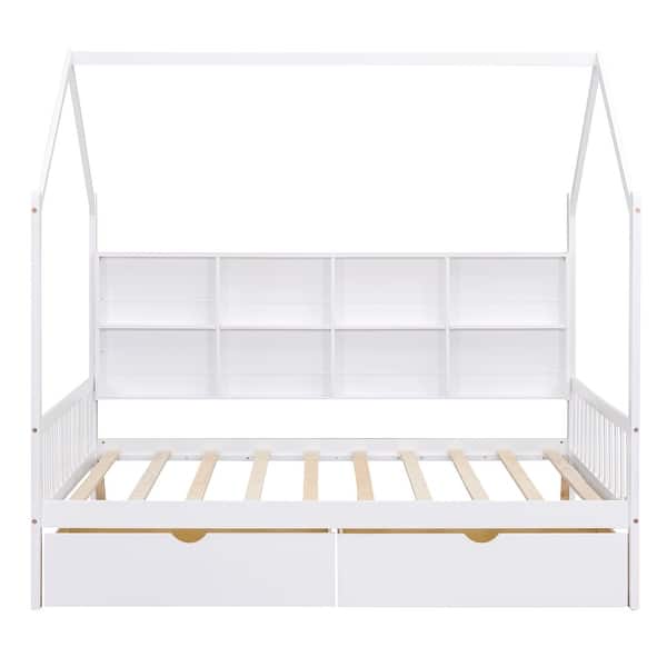 slide 2 of 12, White Full House Bed with Drawers & Shelf - Expected Arrival May 15 White - Full