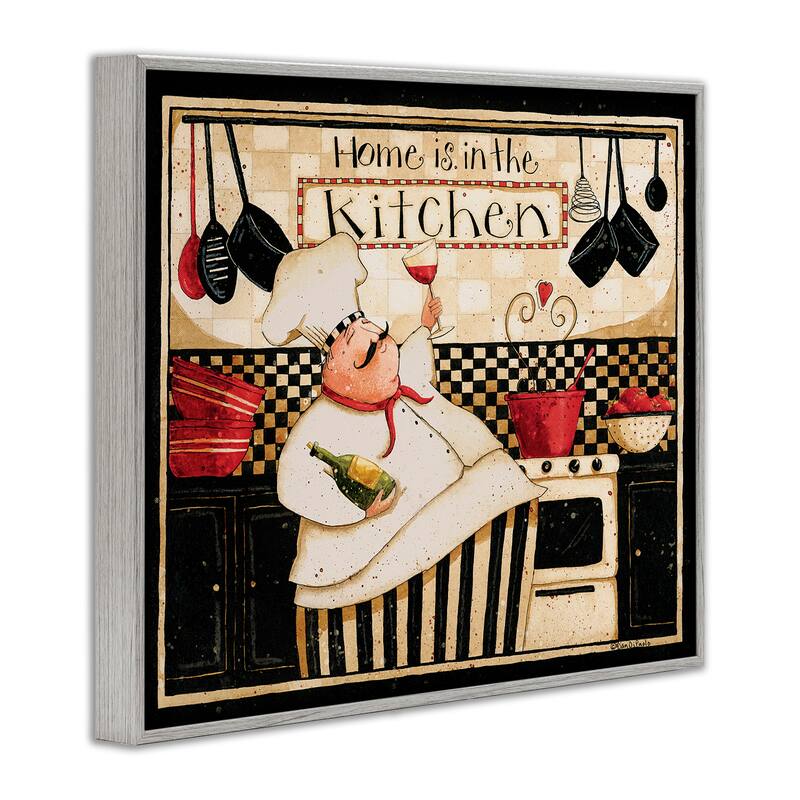 Stupell Home is in the Kitchen with Happy Chef Illustration Framed Wall Art
