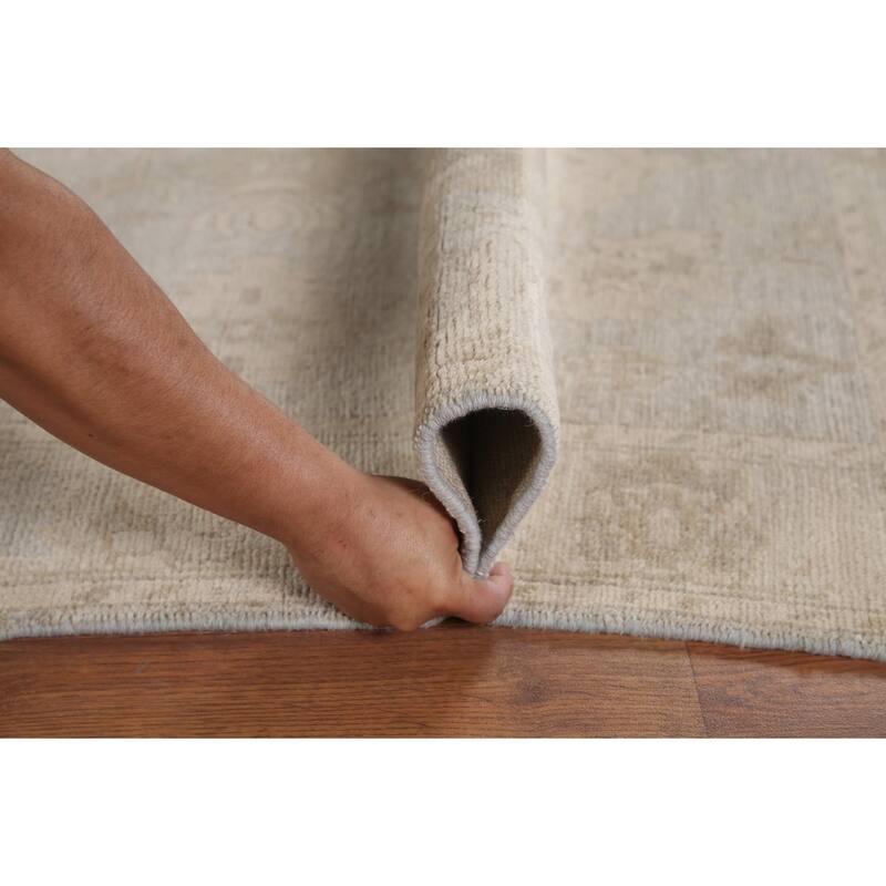 Hand Knotted Oriental 100% Wool Carpet Transitional All-Over Beige & Ivories Oushak Area Rug - 6' 1'' X 3' 9''