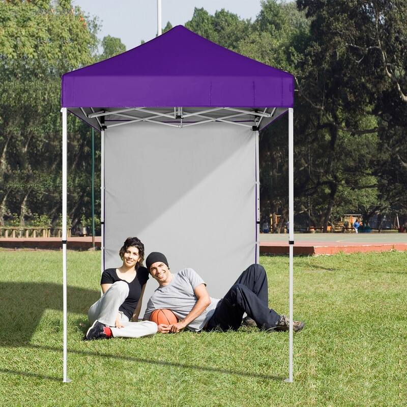 EAGLE PEAK Pop up Canopy 5x5, Outdoor Portable Canopy Tent with One Removable Sunwall, Carry Bag Included, Burgundy