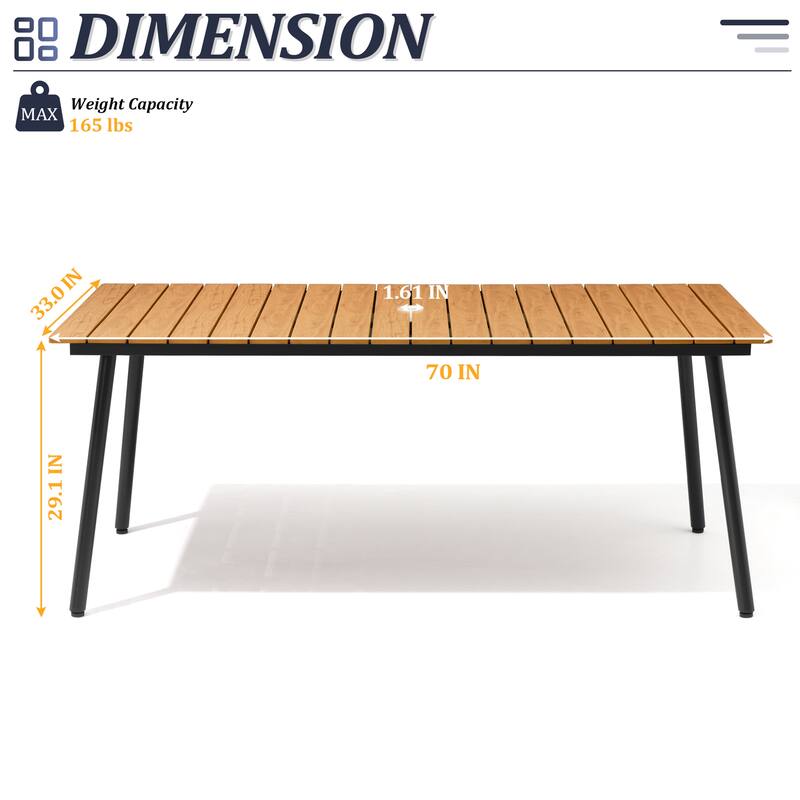 Pellebant Outdoor Aluminum Rectangular Dining Table