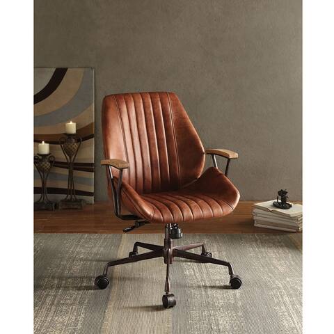 Leather Office Chair Adjustable Seat Striped Backrest Desk Chairs with Casters