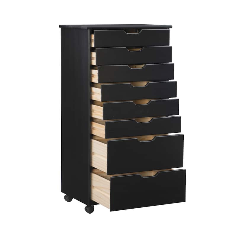 Bridgton Black Eight Drawer Rolling Storage Cart - 20.75"w x 15.38"d x 40.25"h