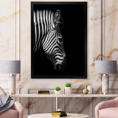 Designart "Monochrome Portrait of Zebra Head" Farmhouse Framed Art Print