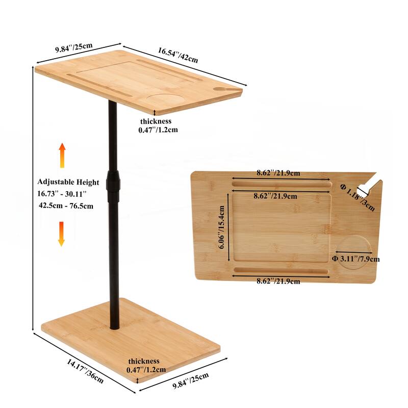 Bamboo Couch Tray Table Height Adjustable