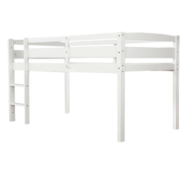 slide 2 of 21, Modern Style Twin Size Wood Loft Bed with Ladder White