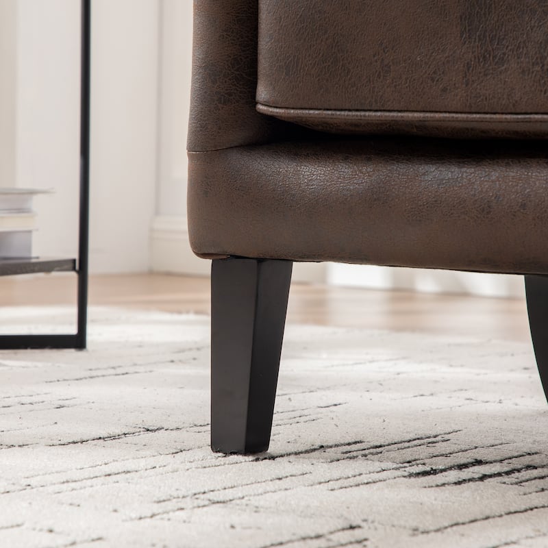 28''W High Back Accent Chair with Solid Wood Legs ,Retro Wingback Arm Chair