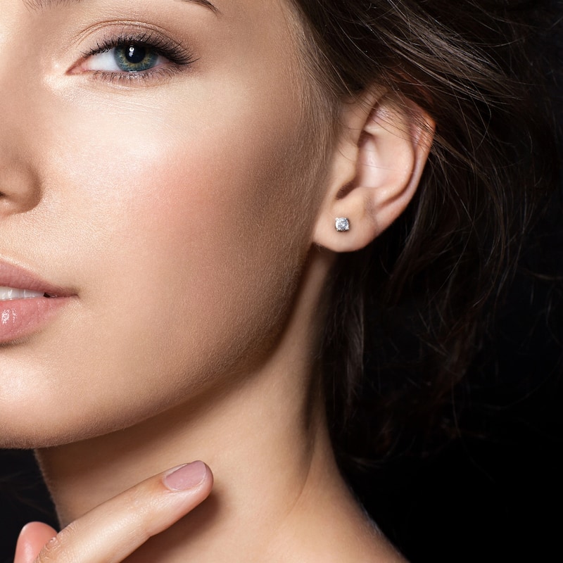 1ct TDW Lab-Grown Diamond Martini Style Solitaire Stud Earrings in 14k White Gold