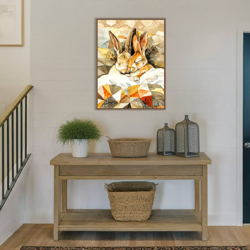 Sleepy Bunny Nap by Justyna Jaszke Framed Canvas Wall Art