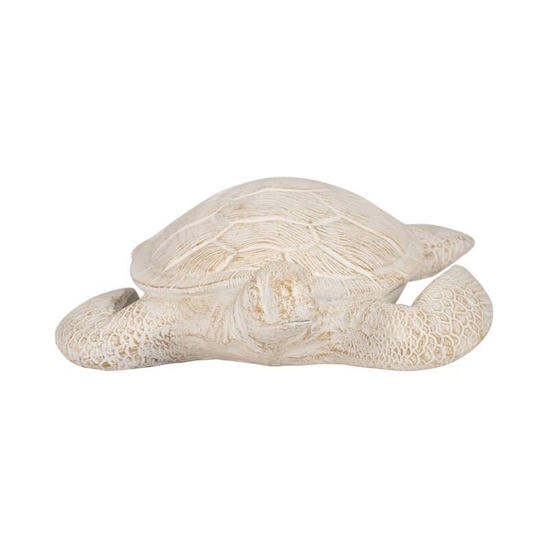 Sagebrook Home 10'' Sea Turtle Figurine, Elegant Ivory Item Decor - 10" x 9" x 3"