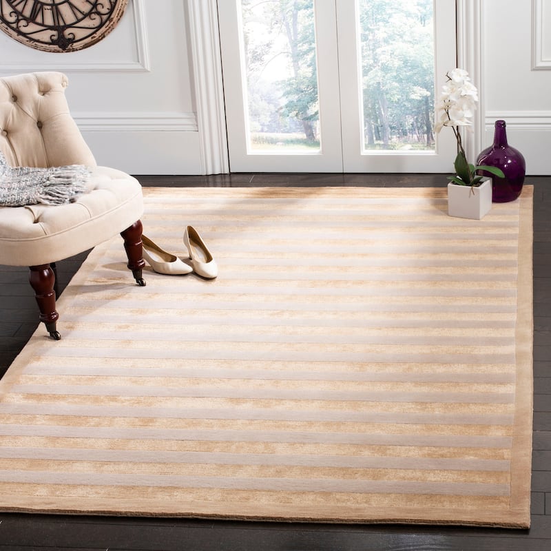 SAFAVIEH Couture Hand-knotted Tibetan Catinca Modern Wool Rug - 6' x 9' - Ivory