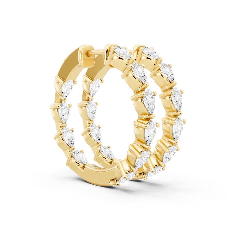 Auriya 14k Gold 3 3/5ctw Pear-shaped Hoop Lab Grown Diamond Earrings (E-F VS) - Yellow