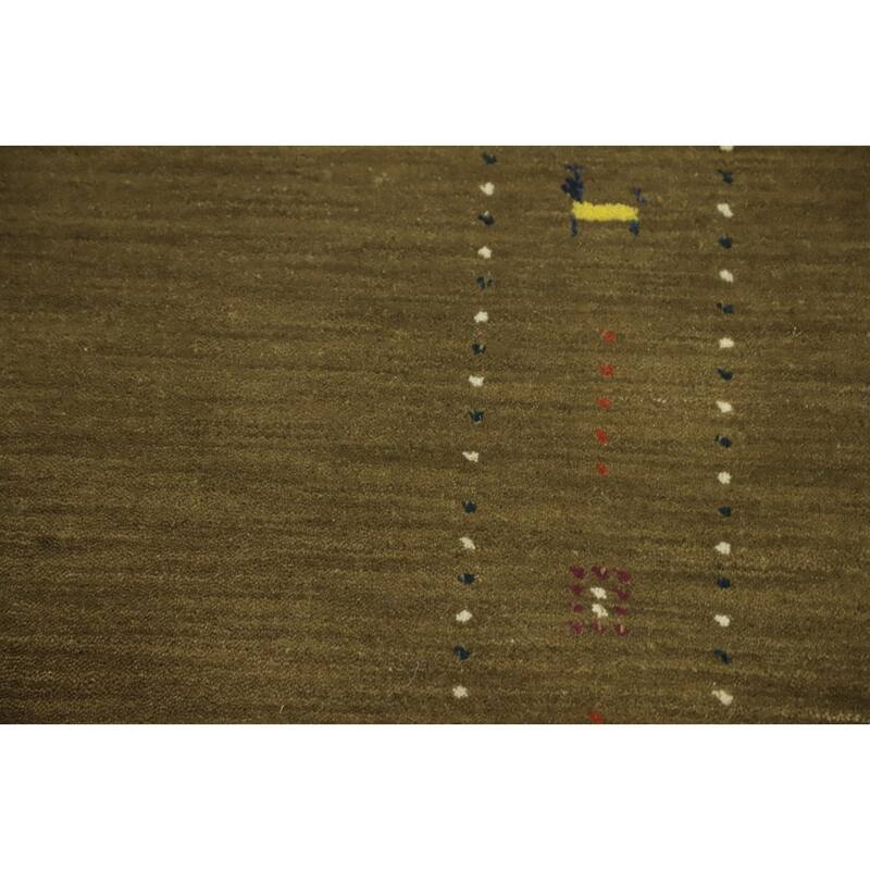 Hand Knotted Oriental 100% Wool Carpet Tribal Animal Pictorial Green Gabbeh Area Rug - 7' 9'' X 4' 11''