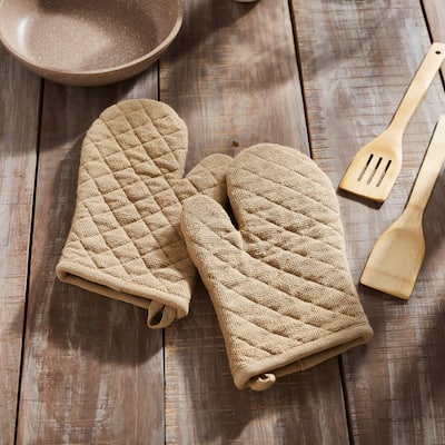 Burlap Natural Oven Mitt Set of 2 - 8x8