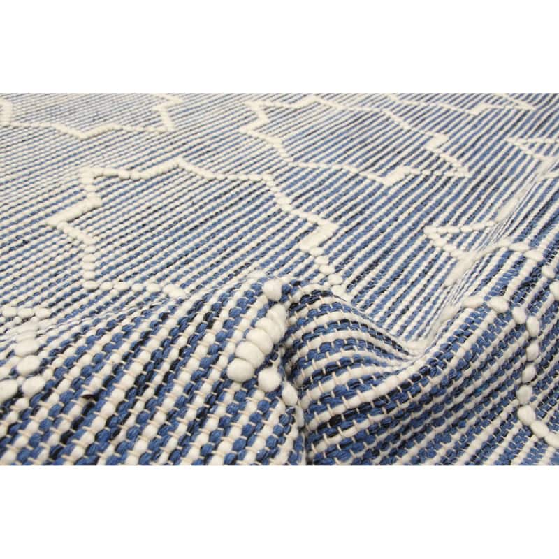 ECARPETGALLERY Braid weave Sienna Navy Wool Rug - 4'11 x 7'11