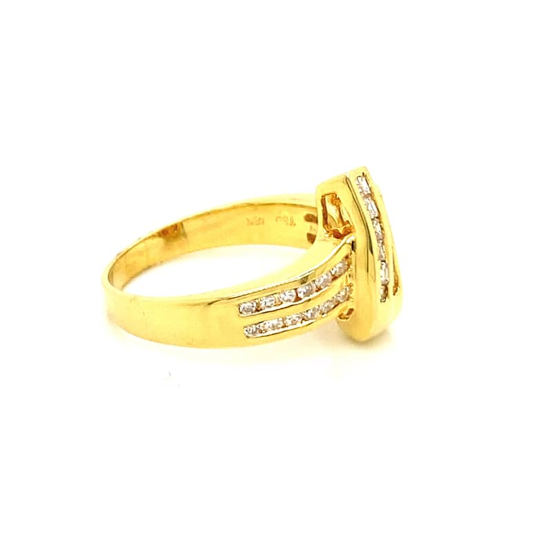 Kabella Taper Baguette Two Row Round and Baguette Diamonds Ring
