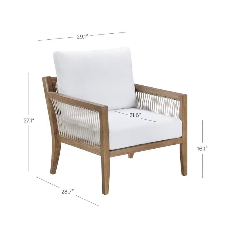 Freya Bohemian Wooden Armchair, Outdoor Patio Chair, Solid Acacia Wood Frame