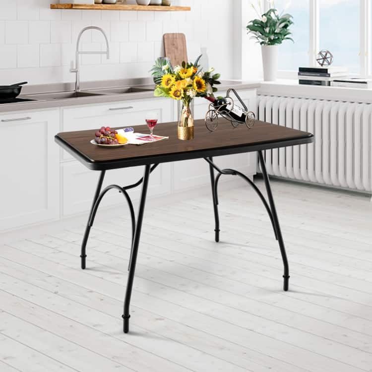 43 x 27.5 Inch Industrial Style Dining Table with Adjustable Feet-Rustic Brown - Rustic Brown - 43 x 27.5 x 30 inch (L x W x H)