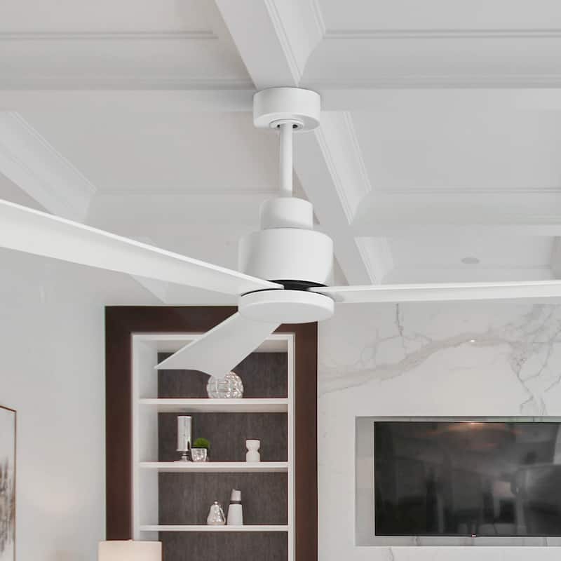 52" Matte White Industrial Reversible DC Motor Ceiling Fan