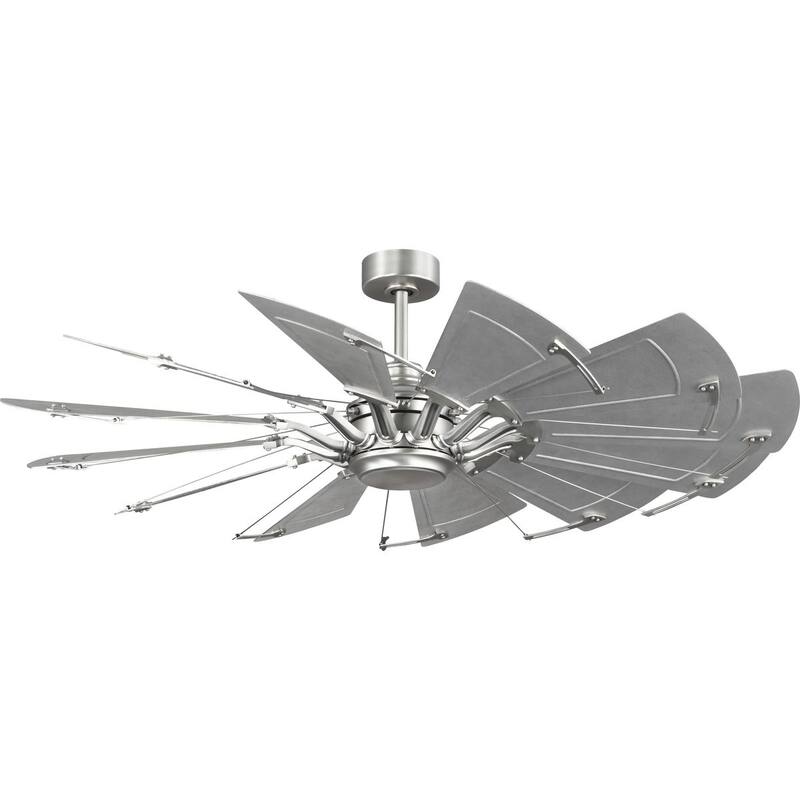 Springer II Collection 60-in Twelve-Blade Antique Nickel Modern Farmhouse Windmill Ceiling Fan - 60 in x 60 in x 16.26 in - 60 in x 60 in x 16.26 in