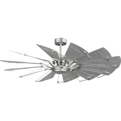 Springer II Collection 60-in Twelve-Blade Antique Nickel Modern Farmhouse Windmill Ceiling Fan - 60 in x 60 in x 16.26 in