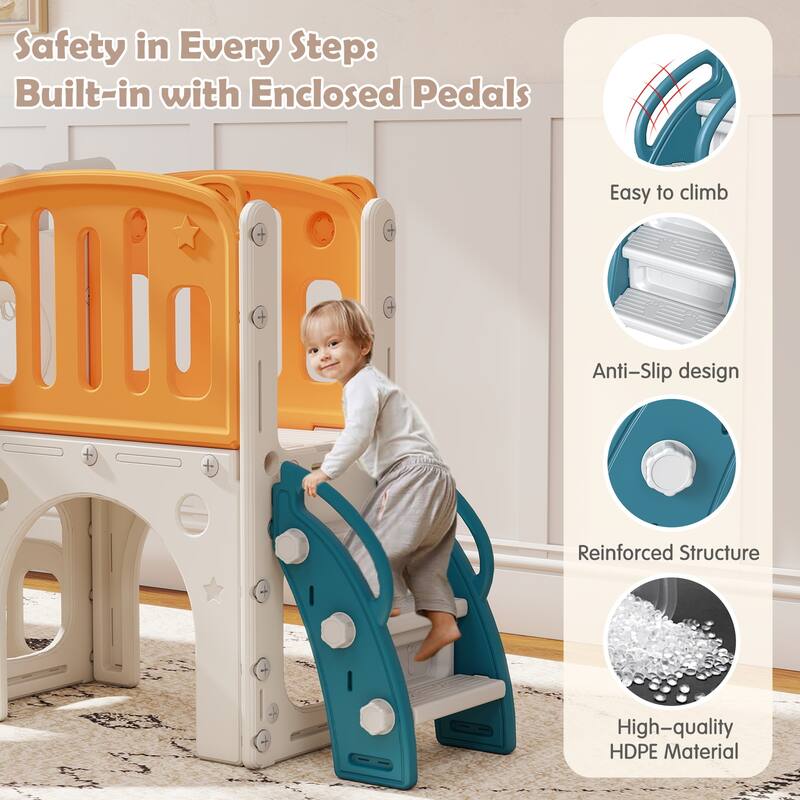 Kinbor Toddler Slide PlaySet - Kids Slide with Basketball Hoop, Toddler Indoor Outdoor Playground