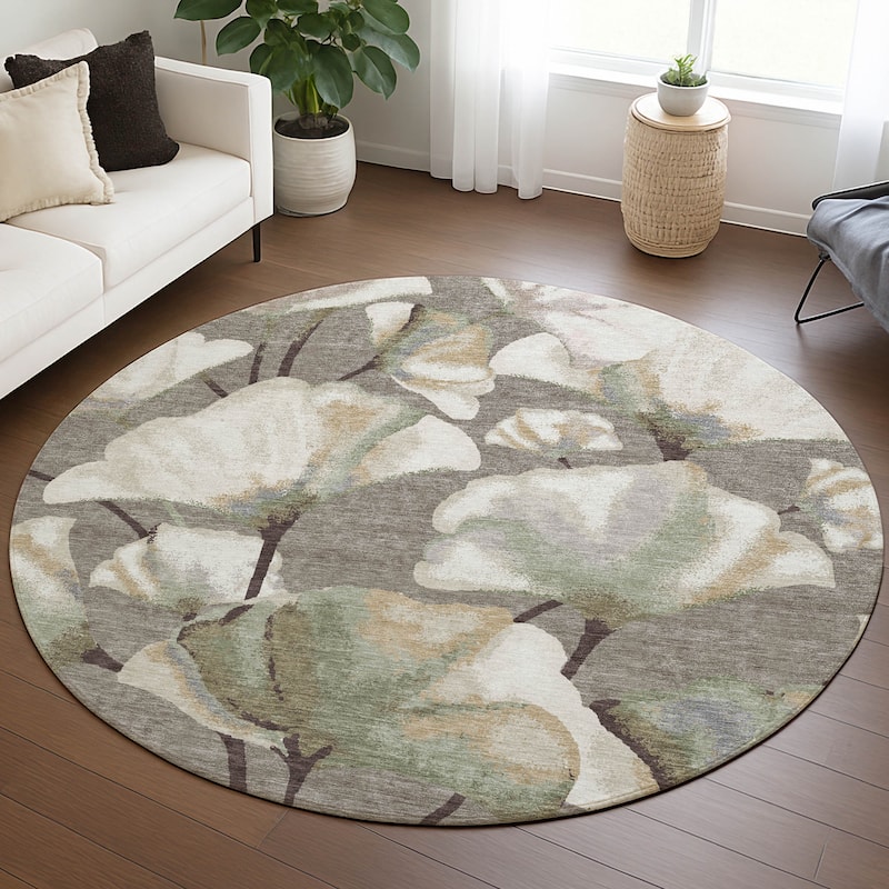 Machine Washable Indoor/ Outdoor Floral Love Chantille Rug