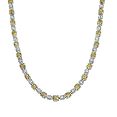 House Of Leon 14K White Gold Canary Yellow Diamond Square Link Chain 28.72ct
