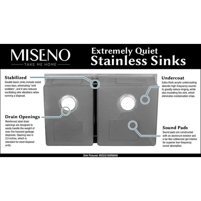 Miseno MSS3218C5050 32" Undermount Double Basin Stainless Steel