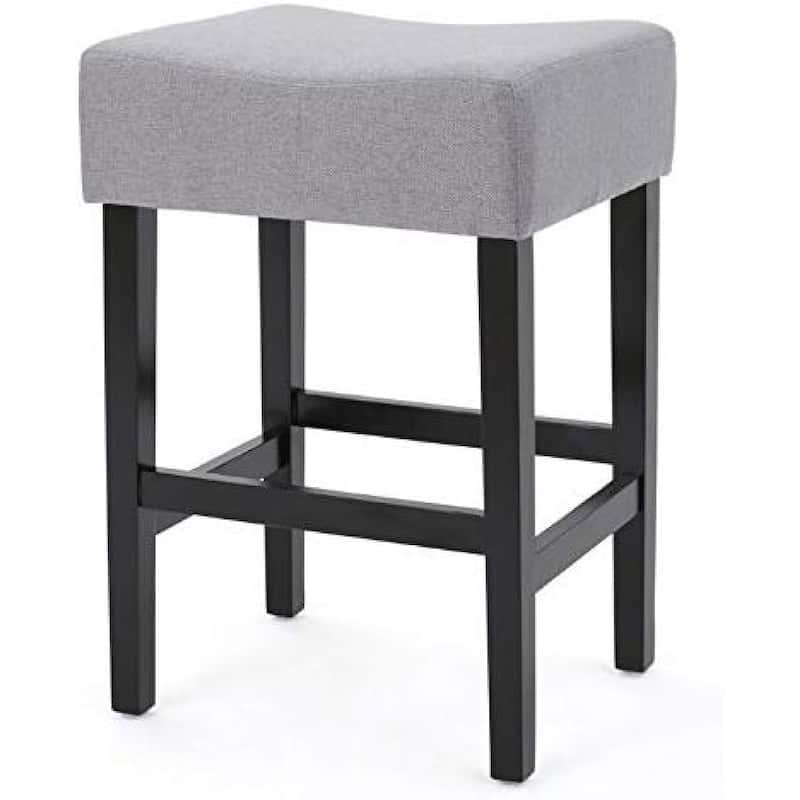 Seya Counter Stool Set of 2, Gray Waterproof Cushioned Seat, Black