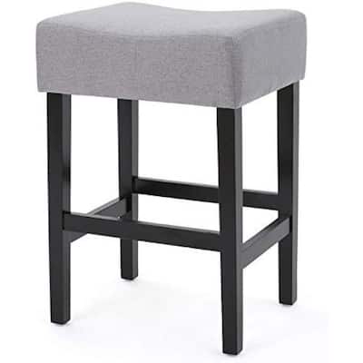 Seya Counter Stool Set of 2, Gray Waterproof Cushioned Seat, Black